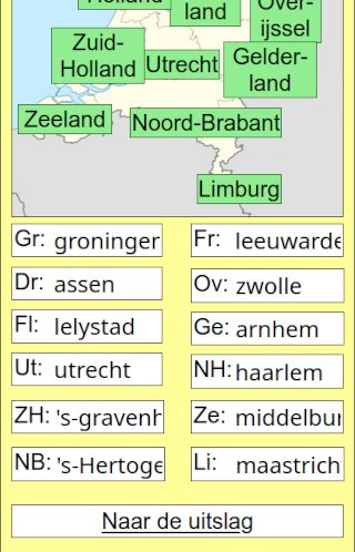 Bij grotere lettergrootte zijn in kleinere browservensters de hoofdsteden niet volledig zichtbaar.