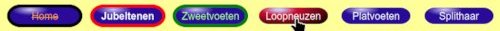 Menu met zes knoppen die bezocht, focus en hover aangeven.