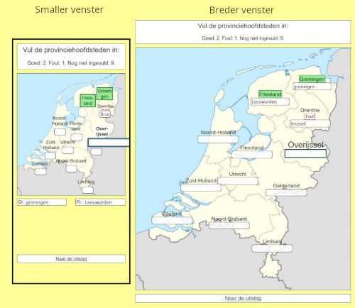 Kaart met provincies van Nederland en in te vullen provinciehoofdsteden.